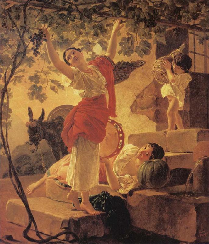 Karl Briullov Young Girl Gathering Grapes in the Neighbourhood of Naples Germany oil painting art